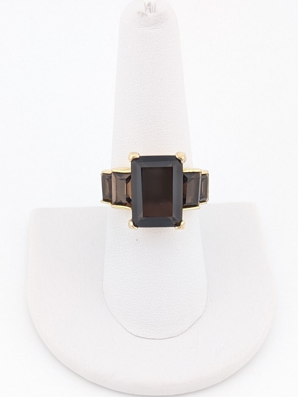 Vintage Gold Ring with Dark Smoky Stones - Picture 2 of 10